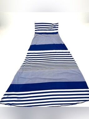 Spiaggia Dolce Convertible Maxi Skirt Dress Blue White Striped Small
